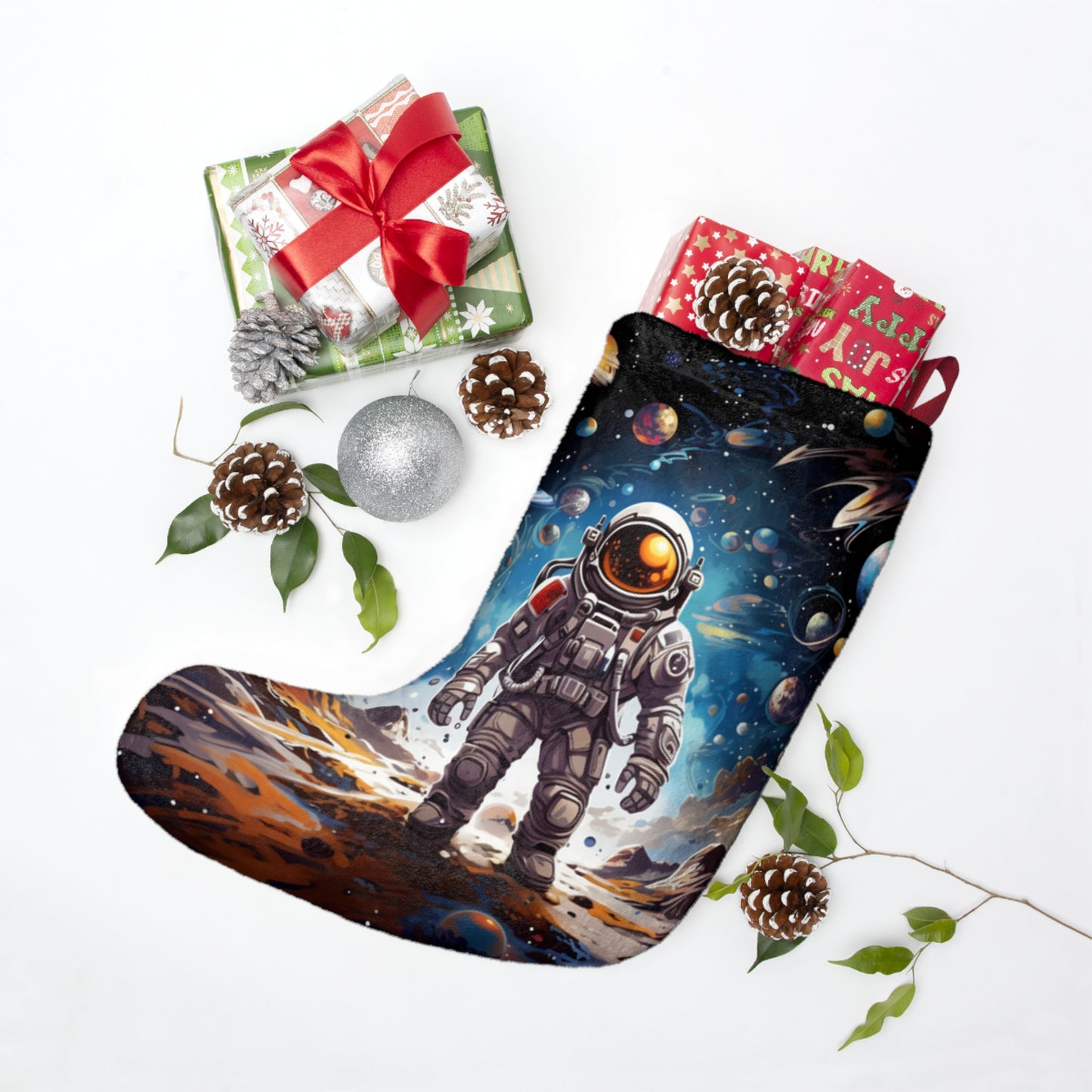 Galactic Voyage: Astronaut Journey in Celestial Star Cosmic Exploration - Christmas Stockings