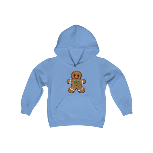 Chenille Gingerbread Cookie: Christmas Festive Delight Design - Youth Heavy Blend Hooded Sweatshirt