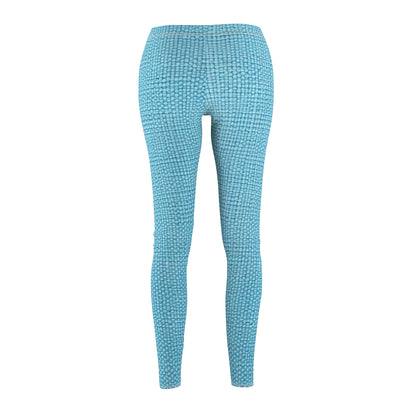 Bright Aqua Teal: Denim-Inspired Refreshing Blue Summer Fabric - Women's Cut & Sew Casual Leggings (AOP)