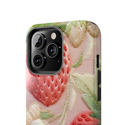 Red Berry Strawberries - Embroid Fruit - Healthy Crop Feast Food Design - Tough Phone Cases