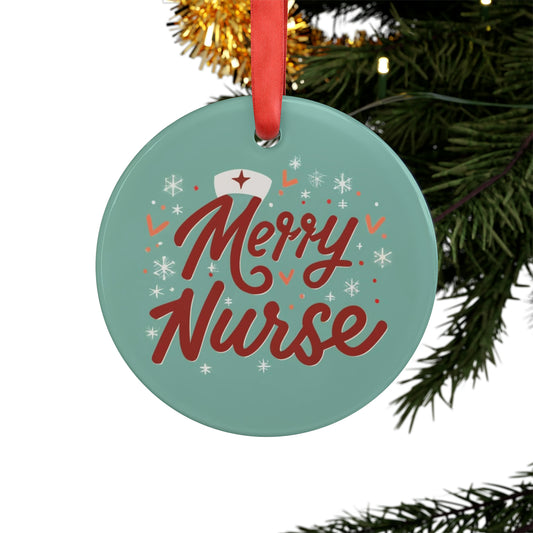 Merry Nurse, Christmas 2023 - Acrylic Ornament with Ribbon