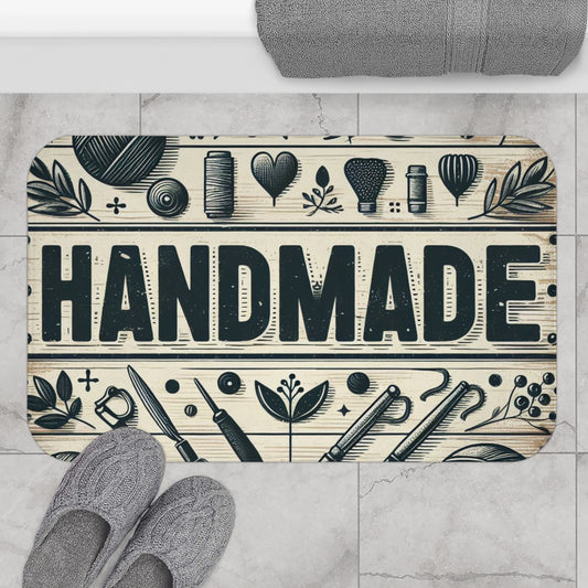 Handmade Design Graphic, Hand Made Design Gift, Bath Mat