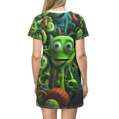 Toy Alien Story Space Character Galactic UFO Anime Cartoon - T-Shirt Dress (AOP)