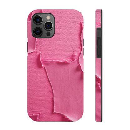 Distressed Neon Pink: Edgy, Ripped Denim-Inspired Doll Fabric - Tough Phone Cases