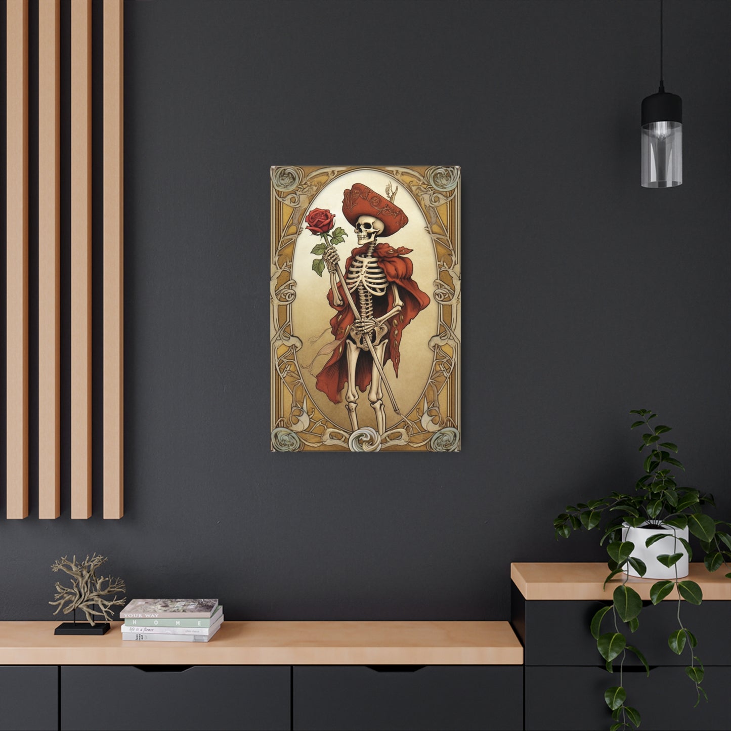 Death Card Tarot - Skeleton, Rose, and Transformation Journey - Metal Art Sign