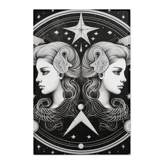 Gemini Zodiac Twins Design - Celestial Astrology Theme - Area Rugs