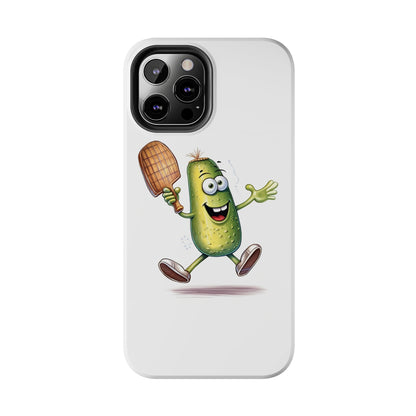 Pickle Player Action: Cartoon Swinging Pickleball Paddle - Sporty Charm - Tough Phone Cases