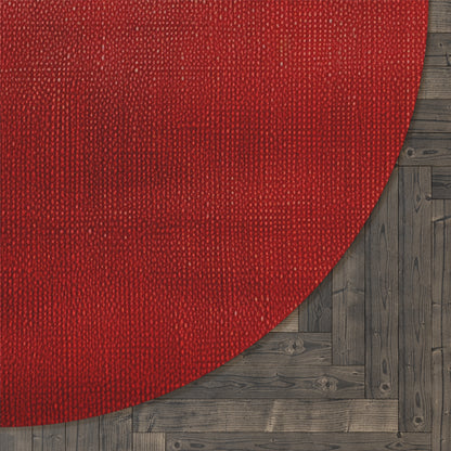 Juicy Red Berry Blast: Denim Fabric Inspired Design - Round Rug