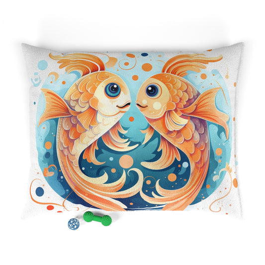 Charming Cartoon Fish Pisces - Dreamy Zodiac Illustration - Pet Bed