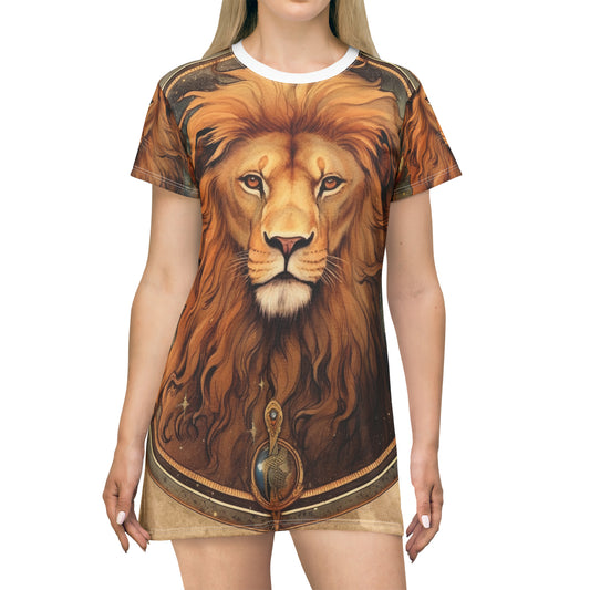 Astrological Leo Sign Vibrant Celestial Cosmic Zodiac - T-Shirt Dress (AOP)