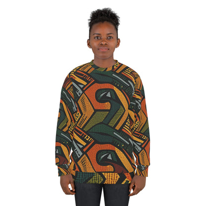 1960-1970s Style African Ornament Textile - Bold, Intricate Pattern - Unisex Sweatshirt (AOP)