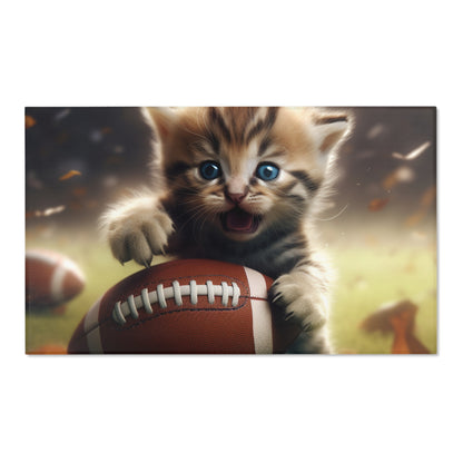 Football Kitten Touchdown: Tabby's Winning Play Sport Game - Area Rugs