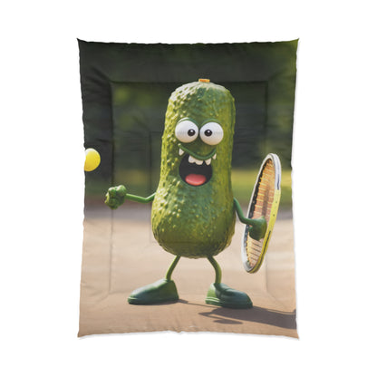 Pickle Playing Pickleball: Serve, Paddle, Game - Court Sport - Bed Comforter