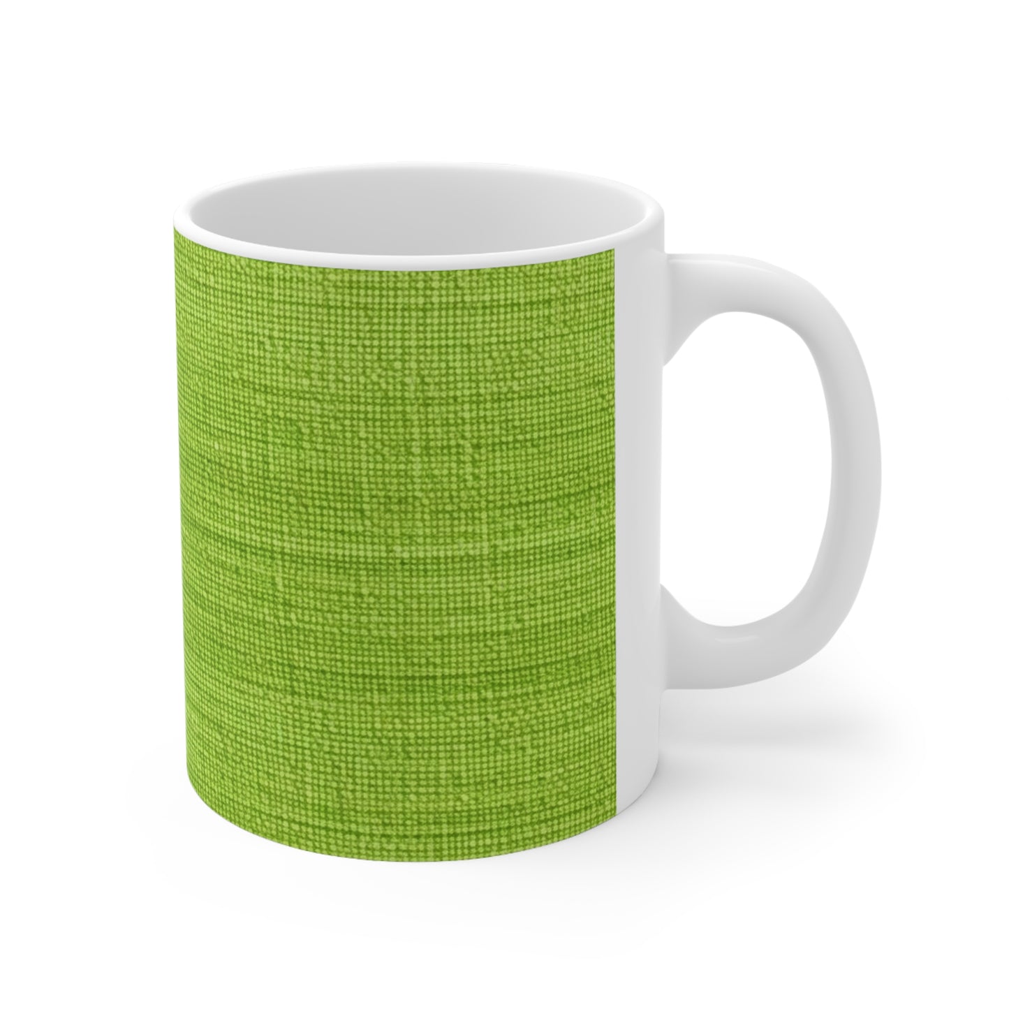 Lush Grass Neon Green: Denim-Inspired, Springtime Fabric Style - Ceramic Mug 11oz