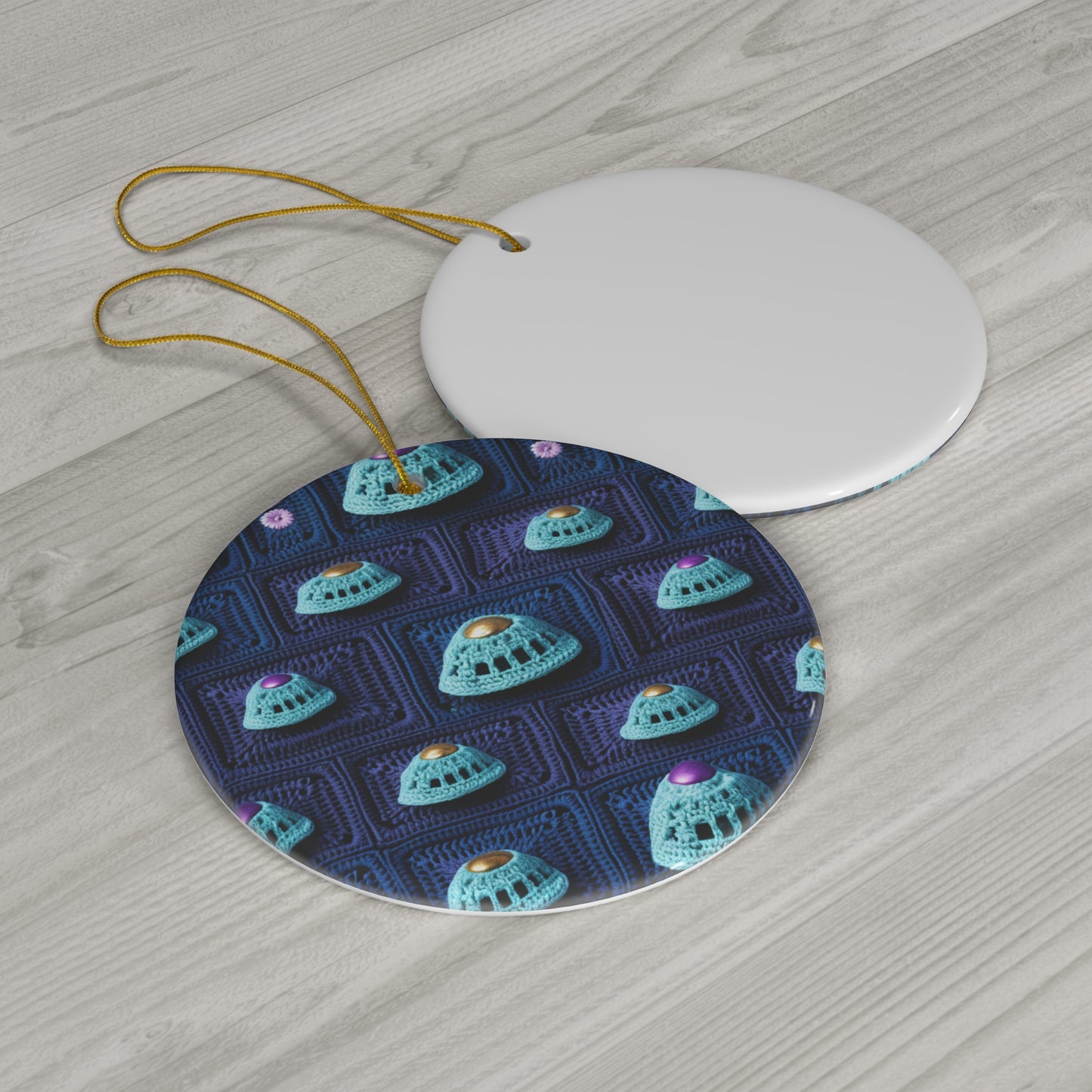 Spaceship UFO Crochet - Galactic Travel Ship - Alien Craft - Flying Saucer - Ceramic Ornament, 4 Shapes