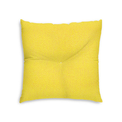 Sunshine Yellow Lemon: Denim-Inspired, Cheerful Fabric - Tufted Floor Pillow, Square