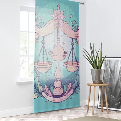 Libra Astrology - Soft Lighting & Pastel Zodiac Sign Symbol - Window Curtain