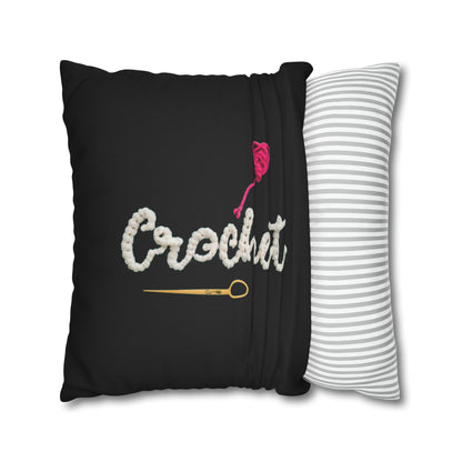 Crochet Love Gift - Heartfelt Fabric Fashion Collector Style - Spun Polyester Square Pillow Case