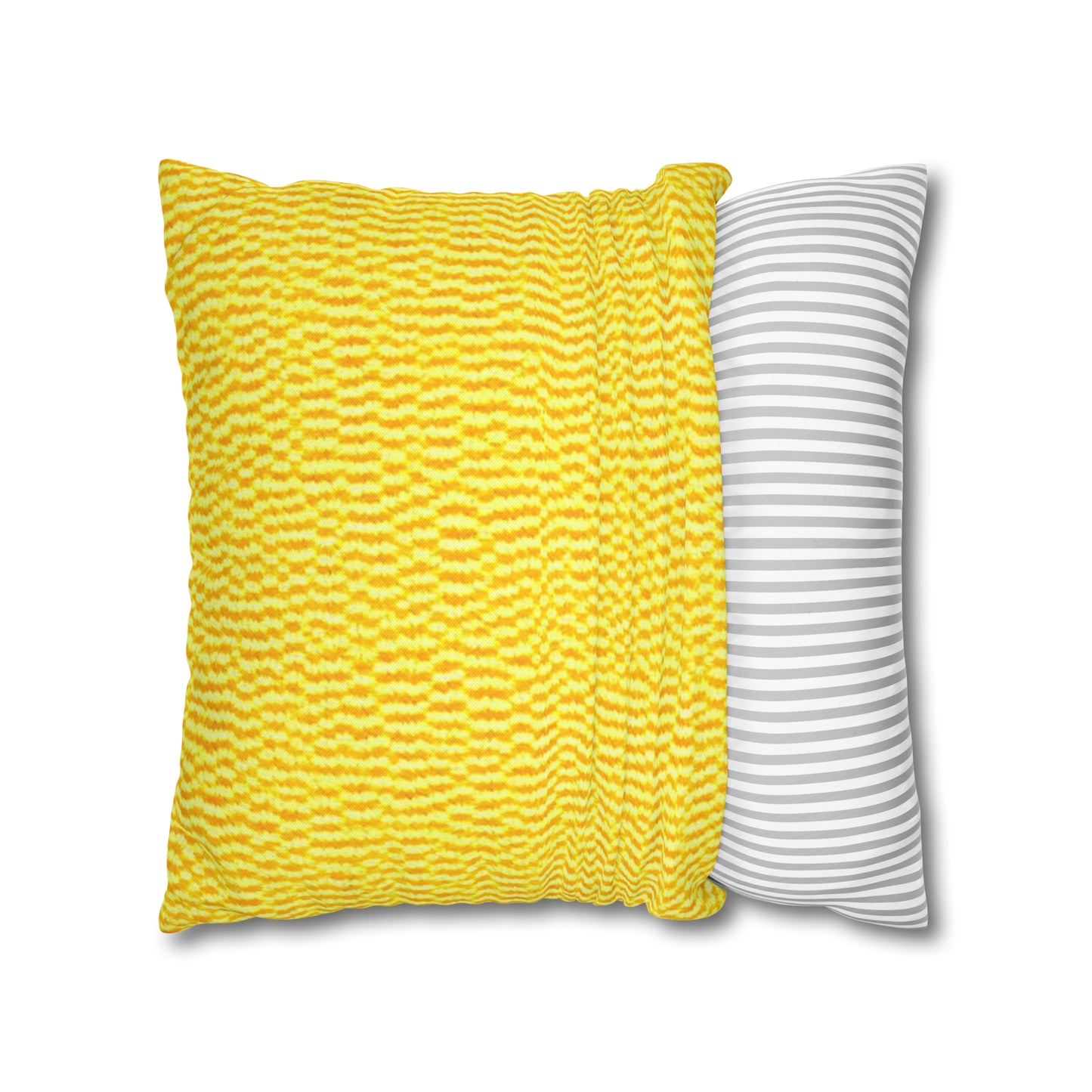 Sunshine Yellow Lemon: tela alegre e inspirada en la mezclilla - Funda de almohada cuadrada de poliéster hilado 