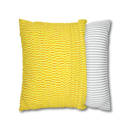 Sunshine Yellow Lemon: tela alegre e inspirada en la mezclilla - Funda de almohada cuadrada de poliéster hilado 