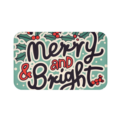 Merry and Bright Christmas Theme Holiday - Bath Mat