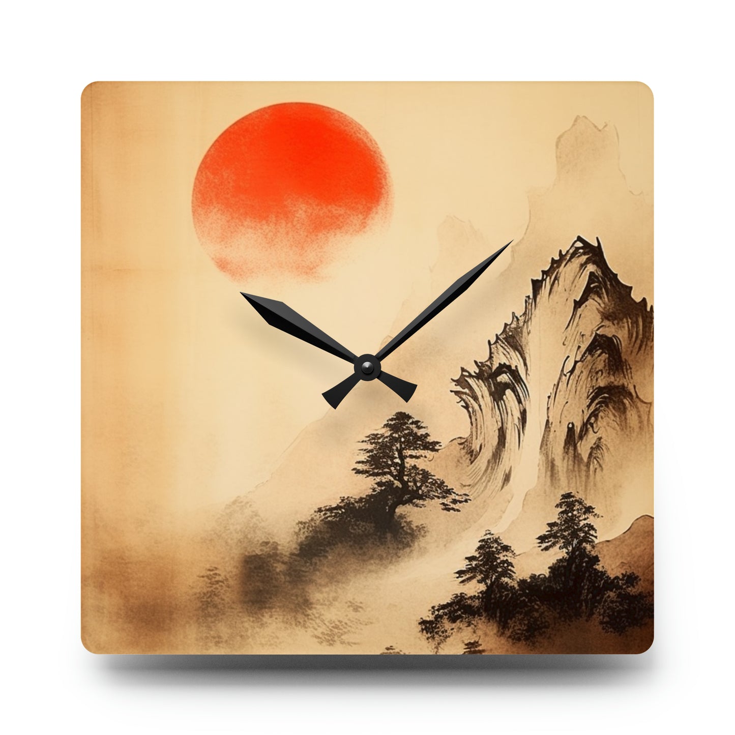 Japanese Mountain Sun Acrylic Wall Clock