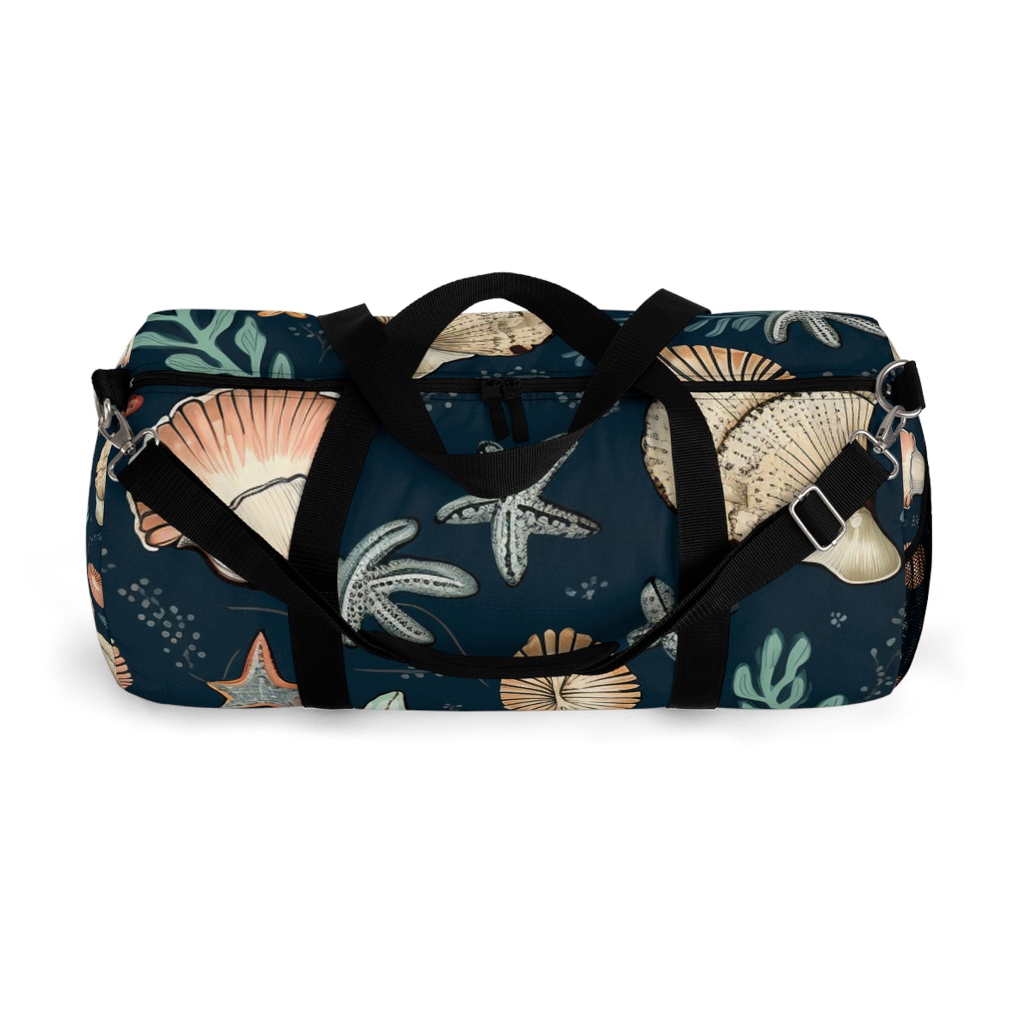 Hand-Drawn Seashells & Starfish Marine-Inspired Pattern Duffel Bag