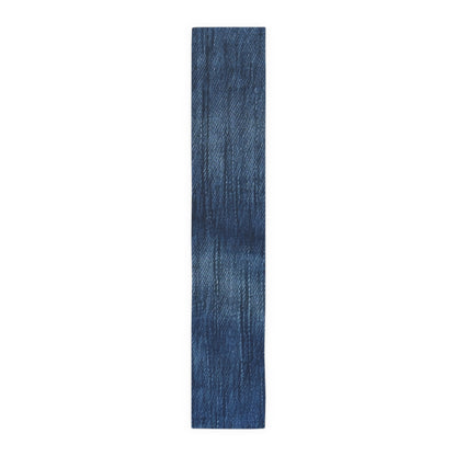 Indigo Splash: Washed Denim Reverie in Deep Blue - Table Runner (Cotton, Poly)