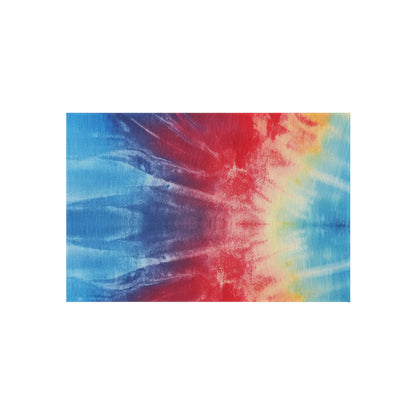 Rainbow Tie-Dye Denim: Vibrant Multi-Color, Fabric Design Spectacle - Outdoor Rug