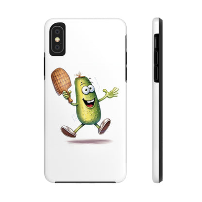 Pickle Player Action: Cartoon Swinging Pickleball Paddle - Sporty Charm - Tough Phone Cases