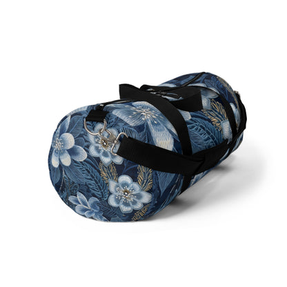 Flower Blossom Embroidery Floral on Denim Style - Duffel Bag