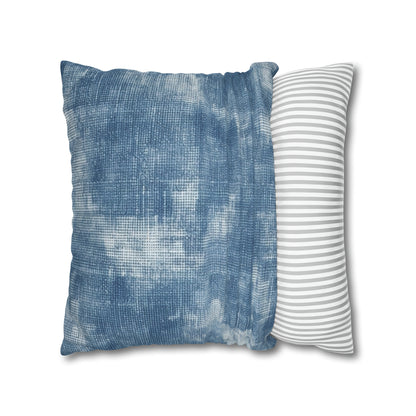 Faded Blue Washed-Out: Denim-Inspired, Style Fabric - Spun Polyester Square Pillow Case