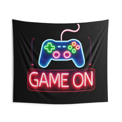 Game On Sign, Neon Graphic, Indoor Wall Tapestries