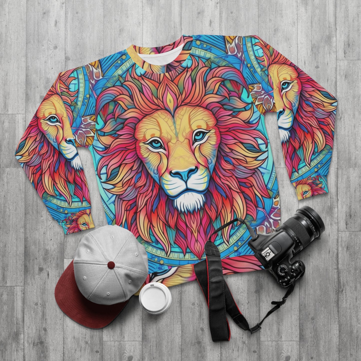 Astrological Leo - Cosmic Zodiac Constellation, Lion Symbol Art - Unisex Sweatshirt (AOP)