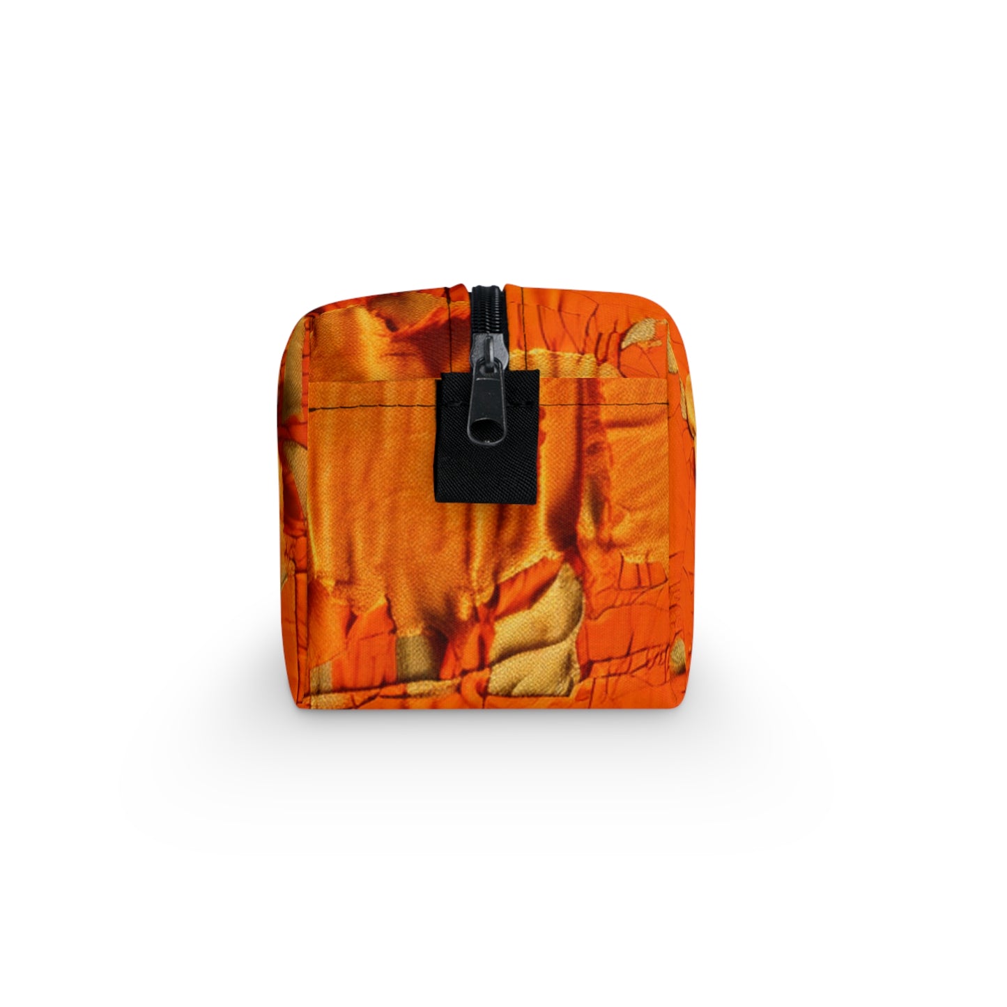 Fiery Citrus Orange: Edgy Distressed, Denim-Inspired Fabric - Toiletry Bag