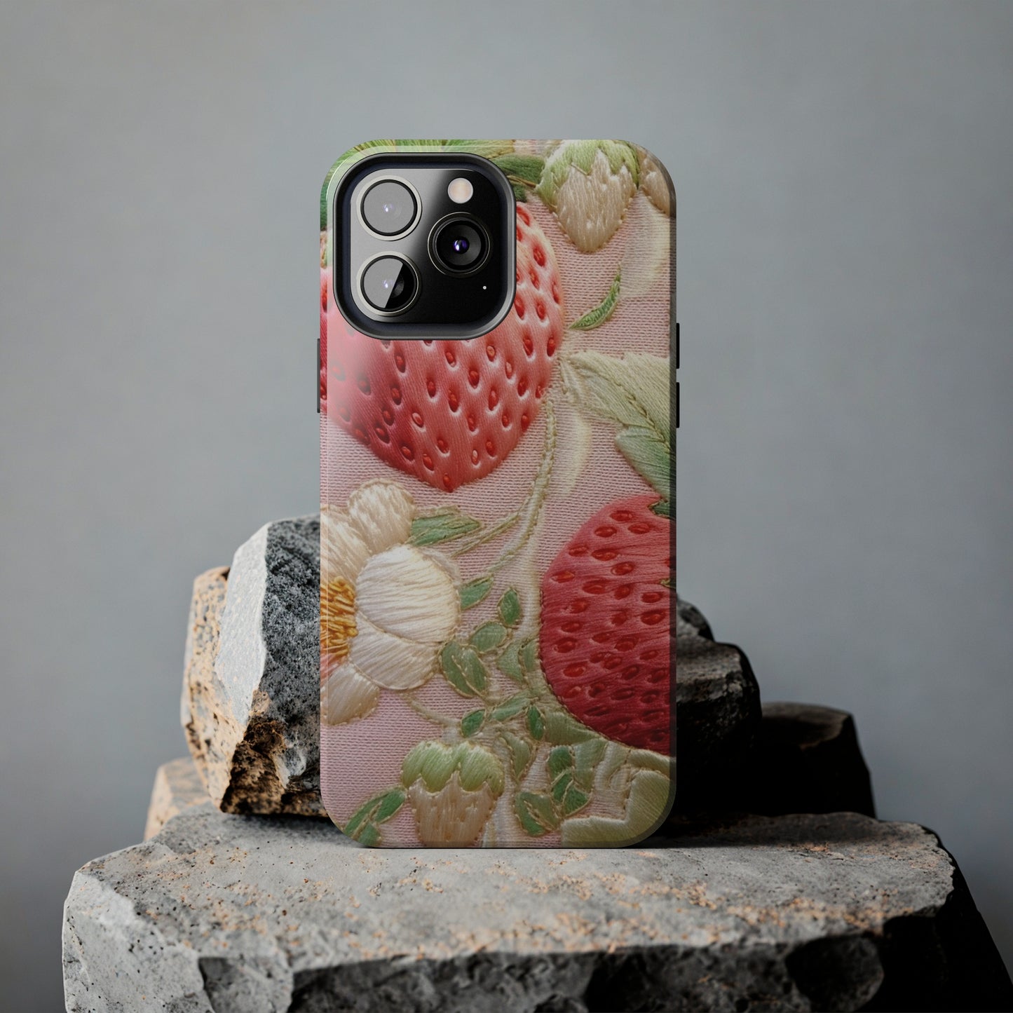 Red Berry Strawberries - Embroid Fruit - Healthy Crop Feast Food Design - Tough Phone Cases