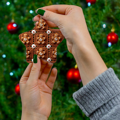 Gingerbread Man Crochet, Classic Christmas Cookie Design, Festive Yuletide Craft. Holiday Decor - Ceramic Ornament, 4 Shapes