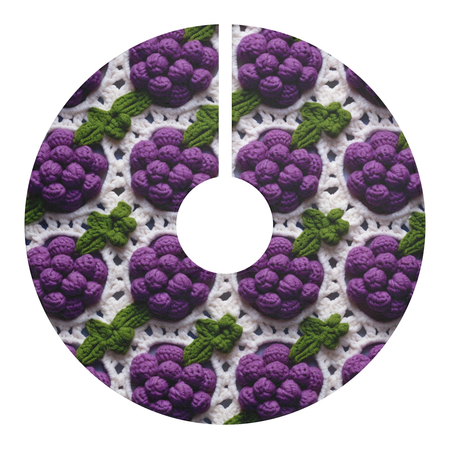 Crochet Grapes Pattern - Granny Square Design - Fresh Fruit Pick - Orchard Purple Snack Food - Christmas Tree Skirts