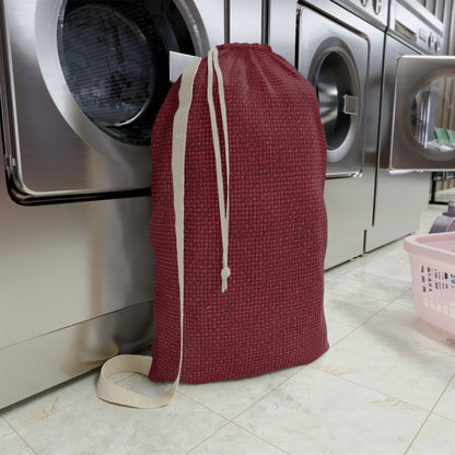 Seamless Texture - Maroon/Burgundy Denim-Inspired Fabric - Laundry Bag