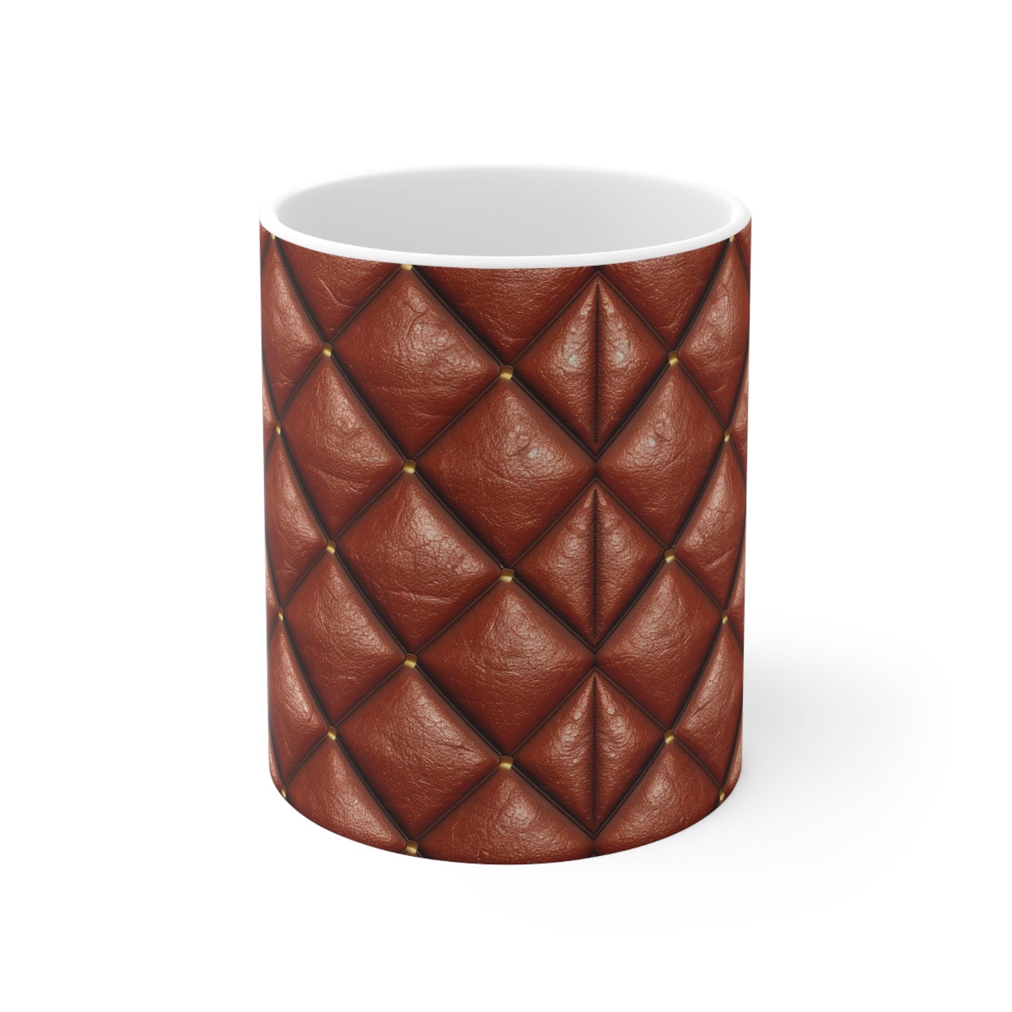 Brown Leather Cognac Pattern Rugged Durable Design Style - Ceramic Mug 11oz