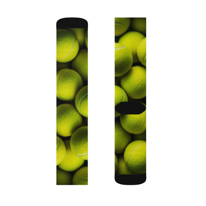 Tennis Ball Sport: Athlete Court Action, Rally & Serve - Sublimation Socks