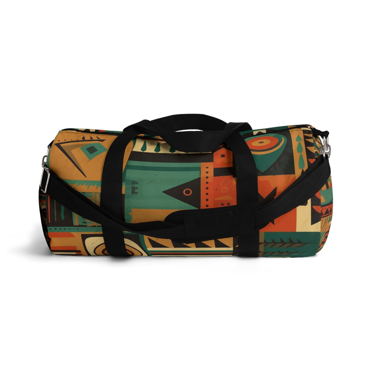 Earthy Tones Geometric Tribal-Inspired Pattern Design Duffel Bag