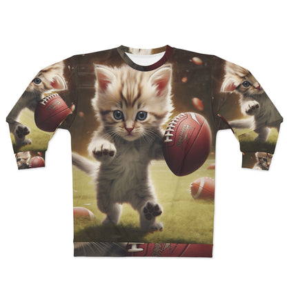 Football Kitty Fantasy: Feline Cat American Sport Quarterback - Unisex Sweatshirt (AOP)