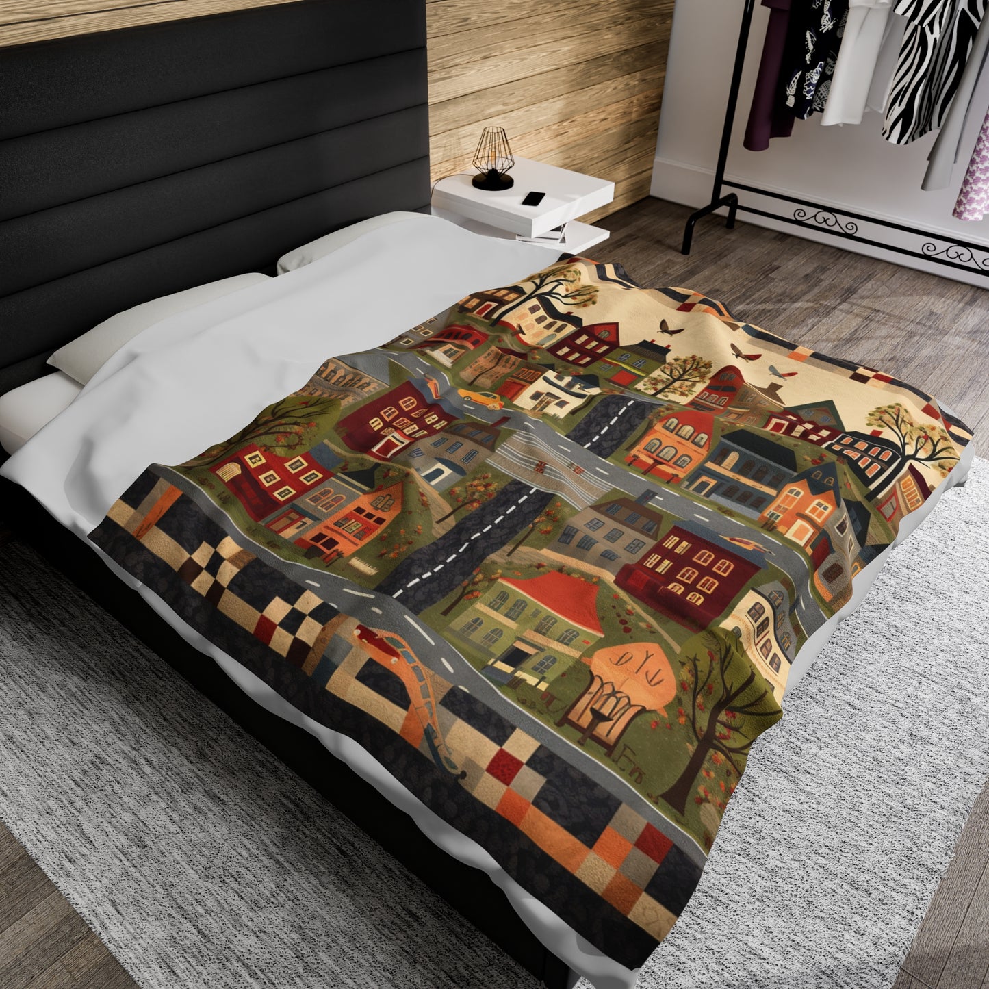 Home Town Quilt Design - Velveteen Plush Blanket