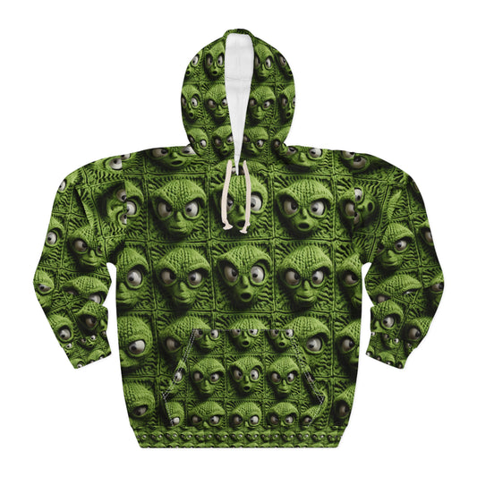 Alien Granny Square Crochet - Galacitc Space Sci fi Fantasy Theme - Unisex Pullover Hoodie (AOP)