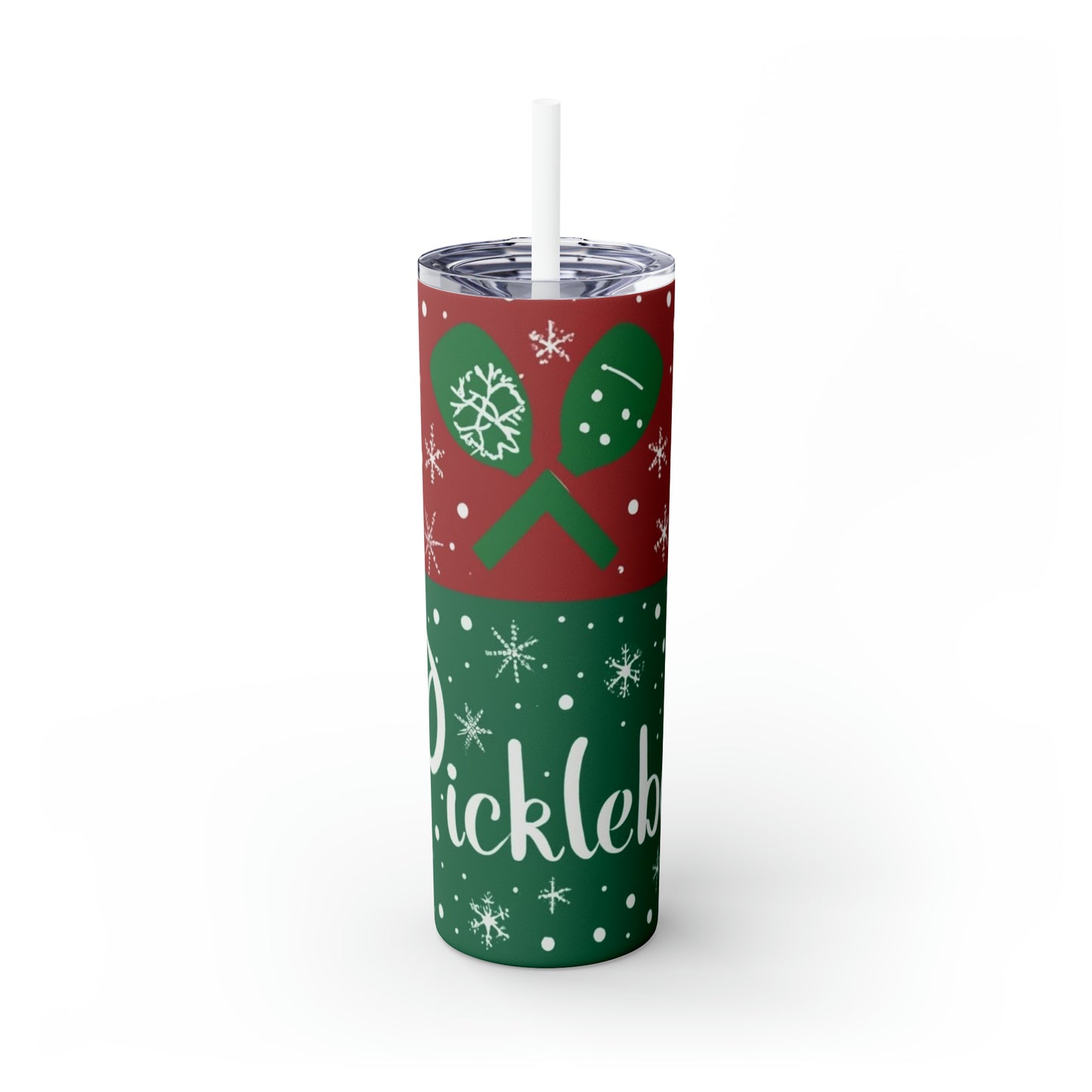 Pickleball Winter - Especial de Navidad - Vaso delgado con pajita, 20 oz 