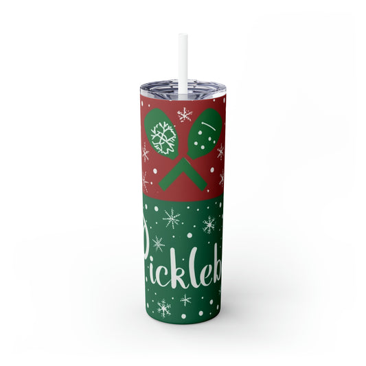 Pickleball Winter - Christmas Special - Skinny Tumbler with Straw, 20oz