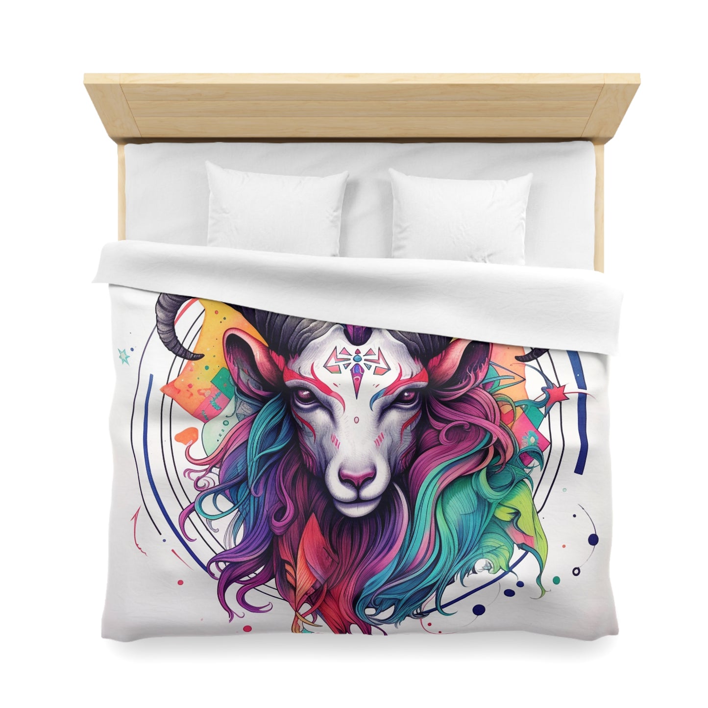 Chill Capricorn Style - Fine Line Multicolor Astrology Design - Microfiber Duvet Cover