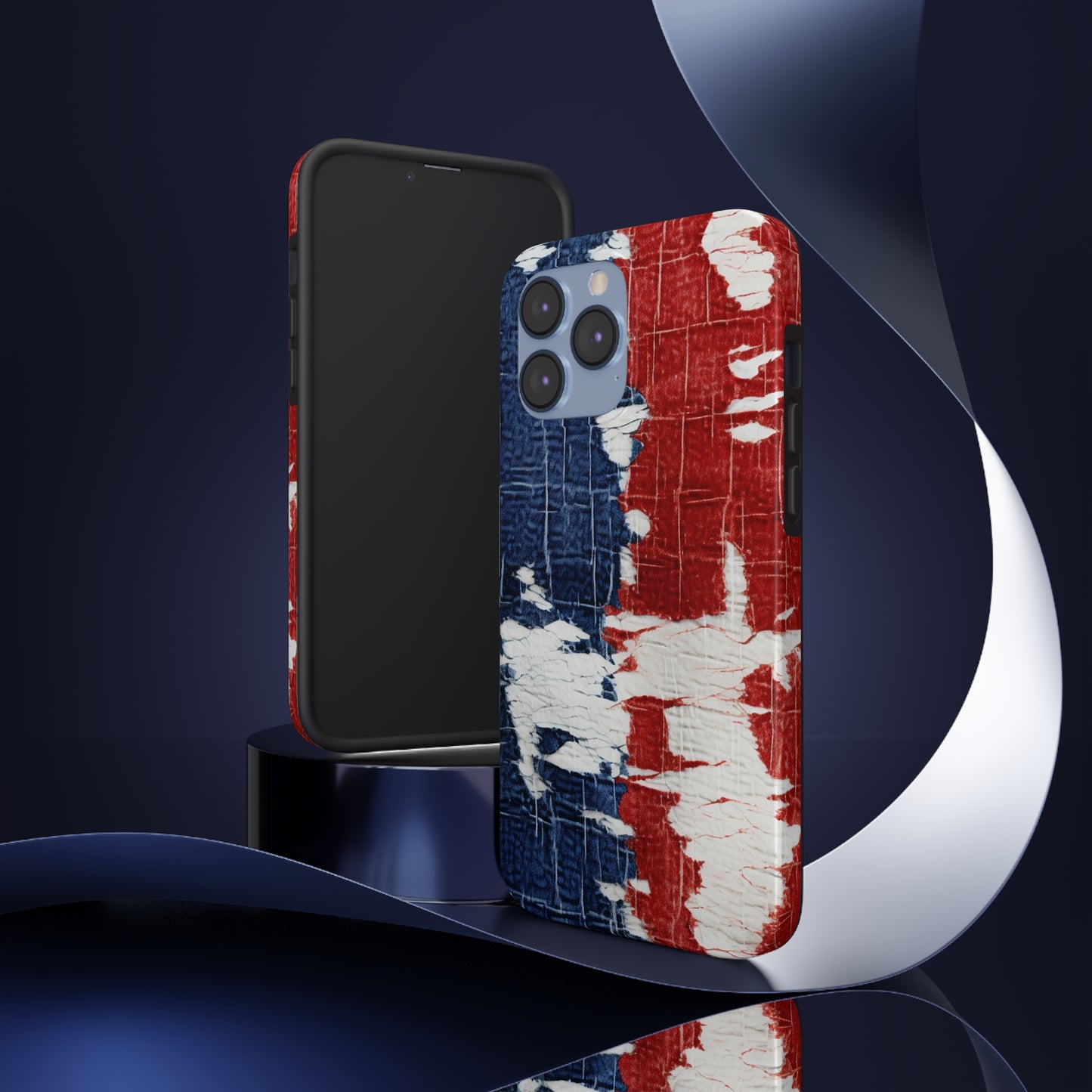 Patriotic Red, White & Blue: Distressed Denim-Style, Torn Fabric - Tough Phone Cases