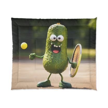 Pickle Playing Pickleball: Serve, Paddle, Game - Court Sport - Bed Comforter